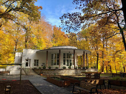 Mech cafe in the heart of Las Wolski forest, a favorite pit-stop for cyclists in Kraków