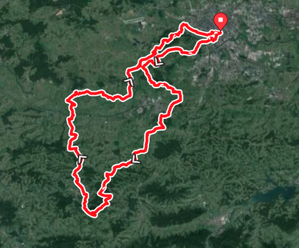 Elevation map for the Lanckorona road bike climbing challenge.